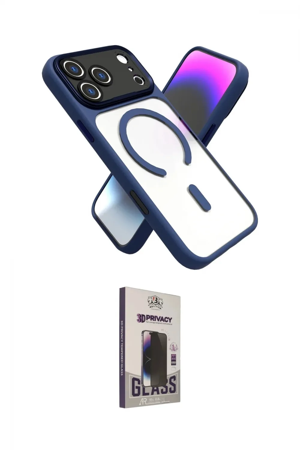 ieg™ iPhone 17 Pro Kılıf Nova Yansıma Serisi - Siyah Bilvis Hayalet Cam Ekran Koruyucu
