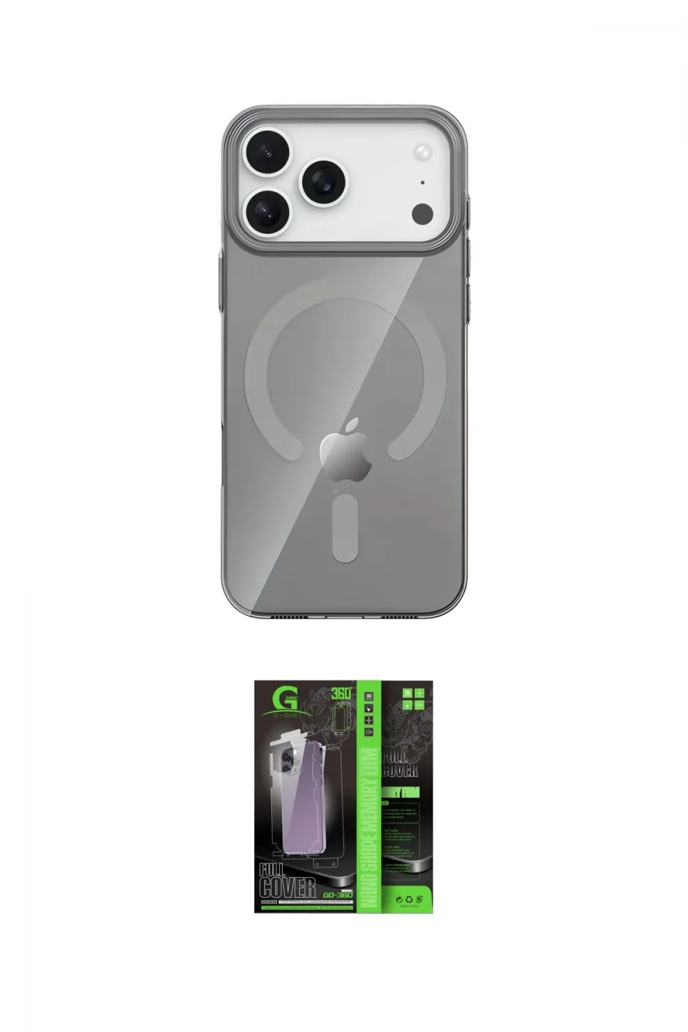 ieg™ iPhone 17 Pro Kılıf Pusula Form Özel Seri - Şeffaf 360 Full Body Arka Koruyucu