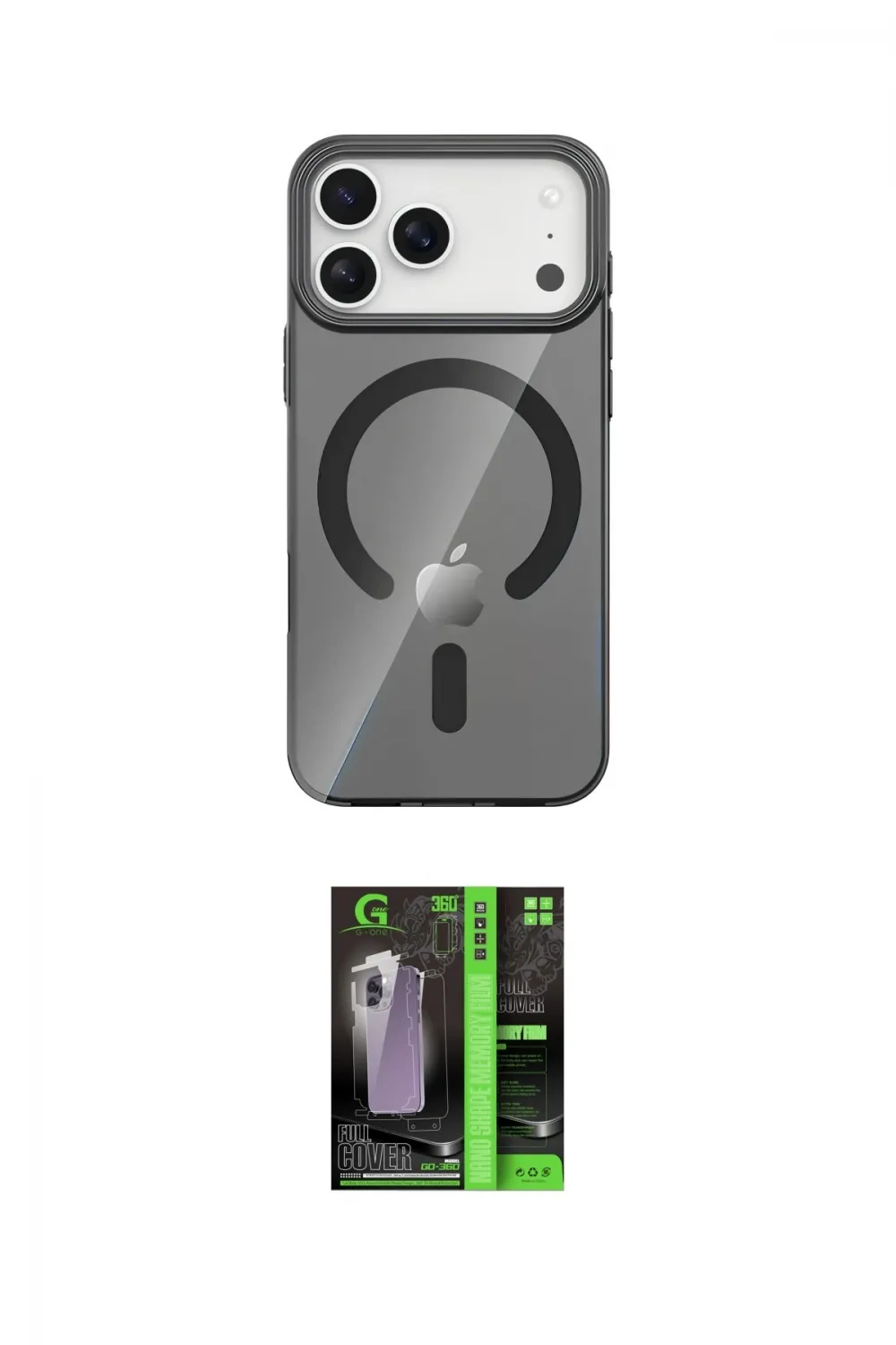 ieg™ iPhone 17 Pro Kılıf Pusula Form Özel Seri - Şeffaf 360 Full Body Arka Koruyucu