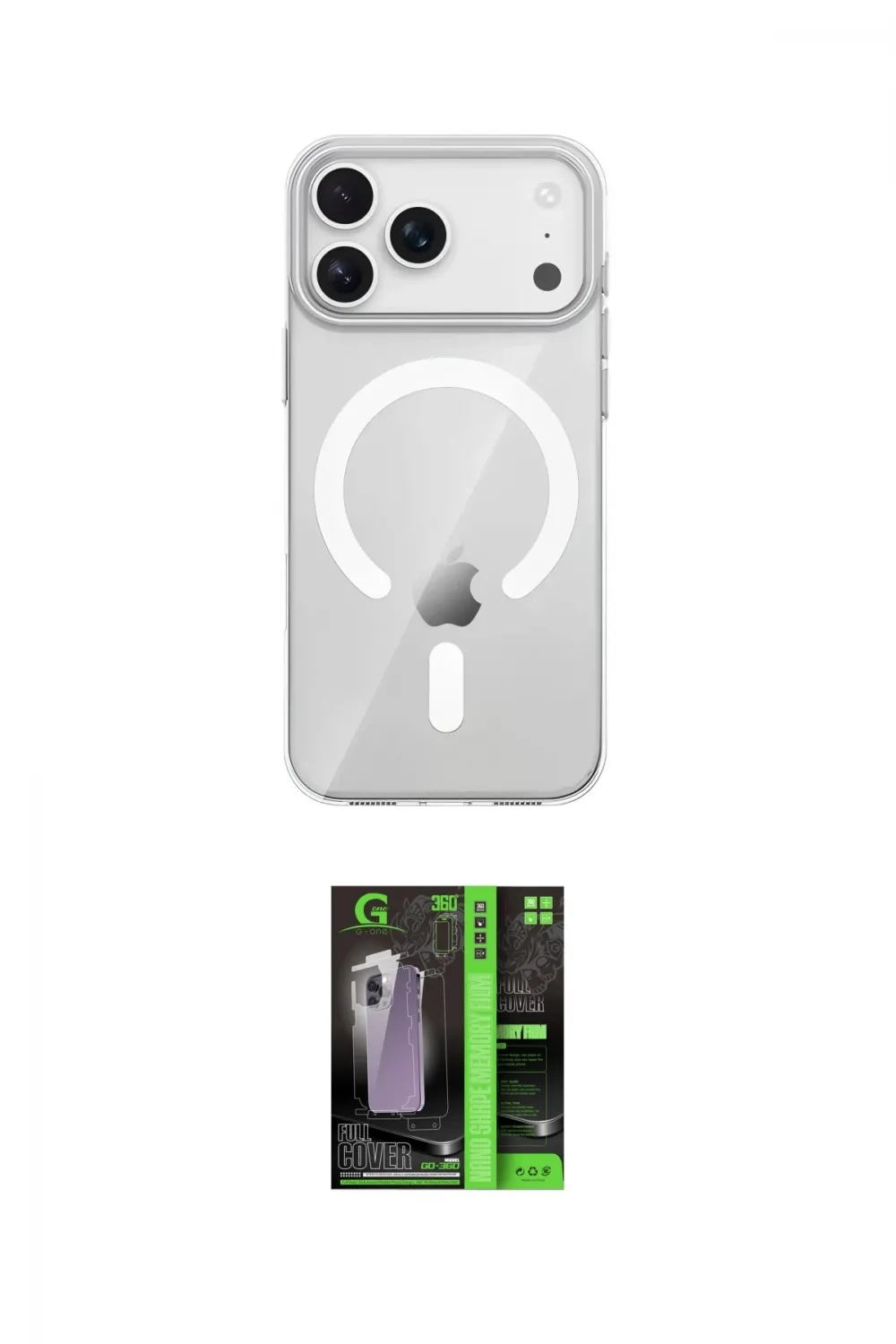 ieg™ iPhone 17 Pro Kılıf Pusula Form Özel Seri - Siyah 360 Mat Full Body Arka Koruyucu