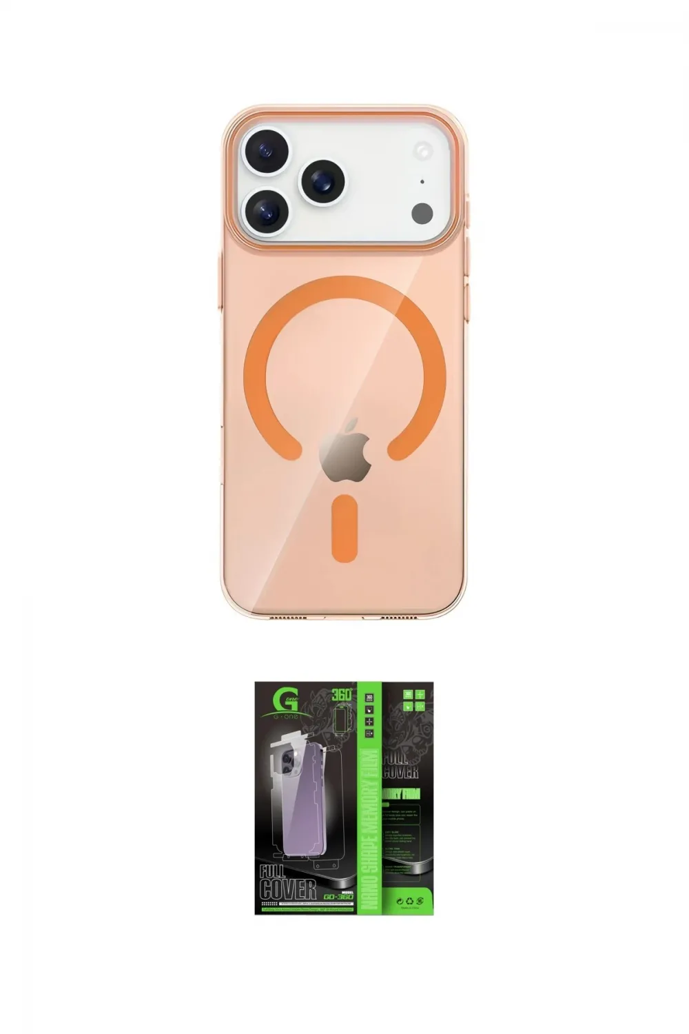ieg™ iPhone 17 Pro Kılıf Pusula Form Özel Seri - Siyah 360 Mat Full Body Arka Koruyucu