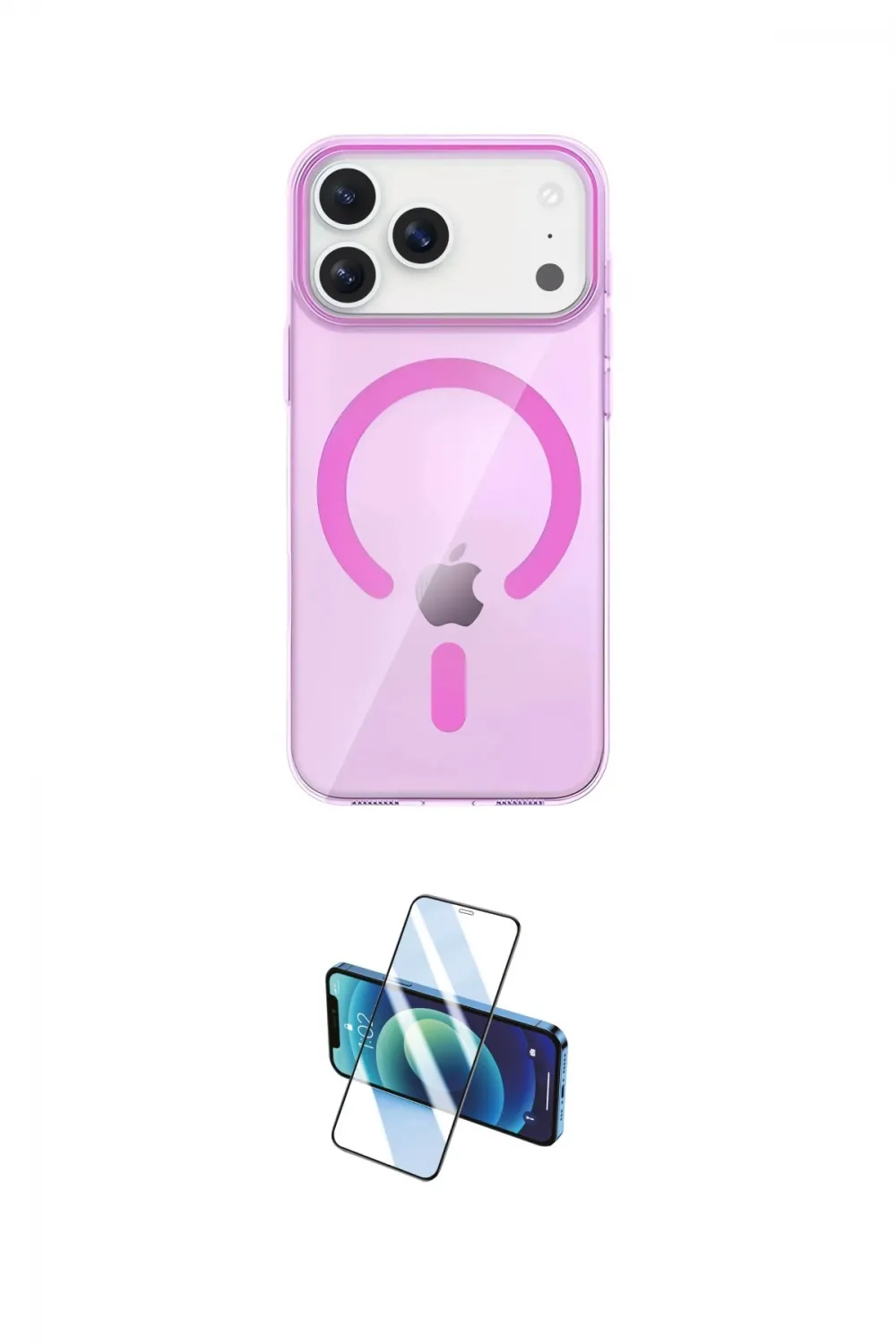 ieg™ iPhone 17 Pro Kılıf Pusula Form Özel Seri - Siyah 3D Antistatik Cam Ekran Koruyucu