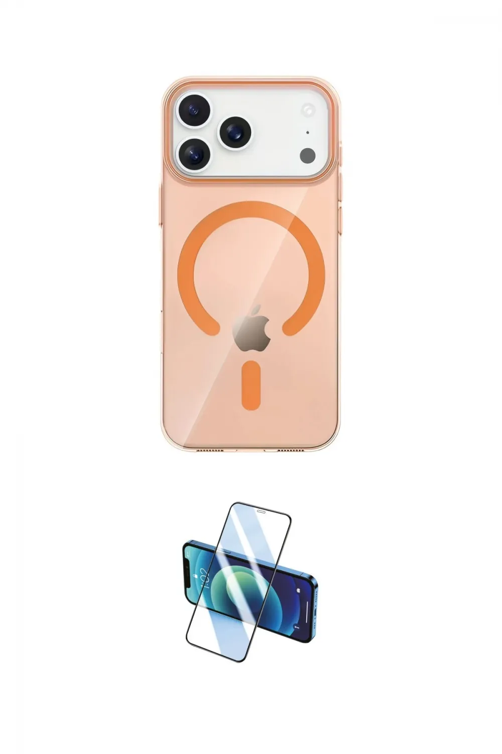 ieg™ iPhone 17 Pro Kılıf Pusula Form Özel Seri - Siyah 3D Antistatik Cam Ekran Koruyucu