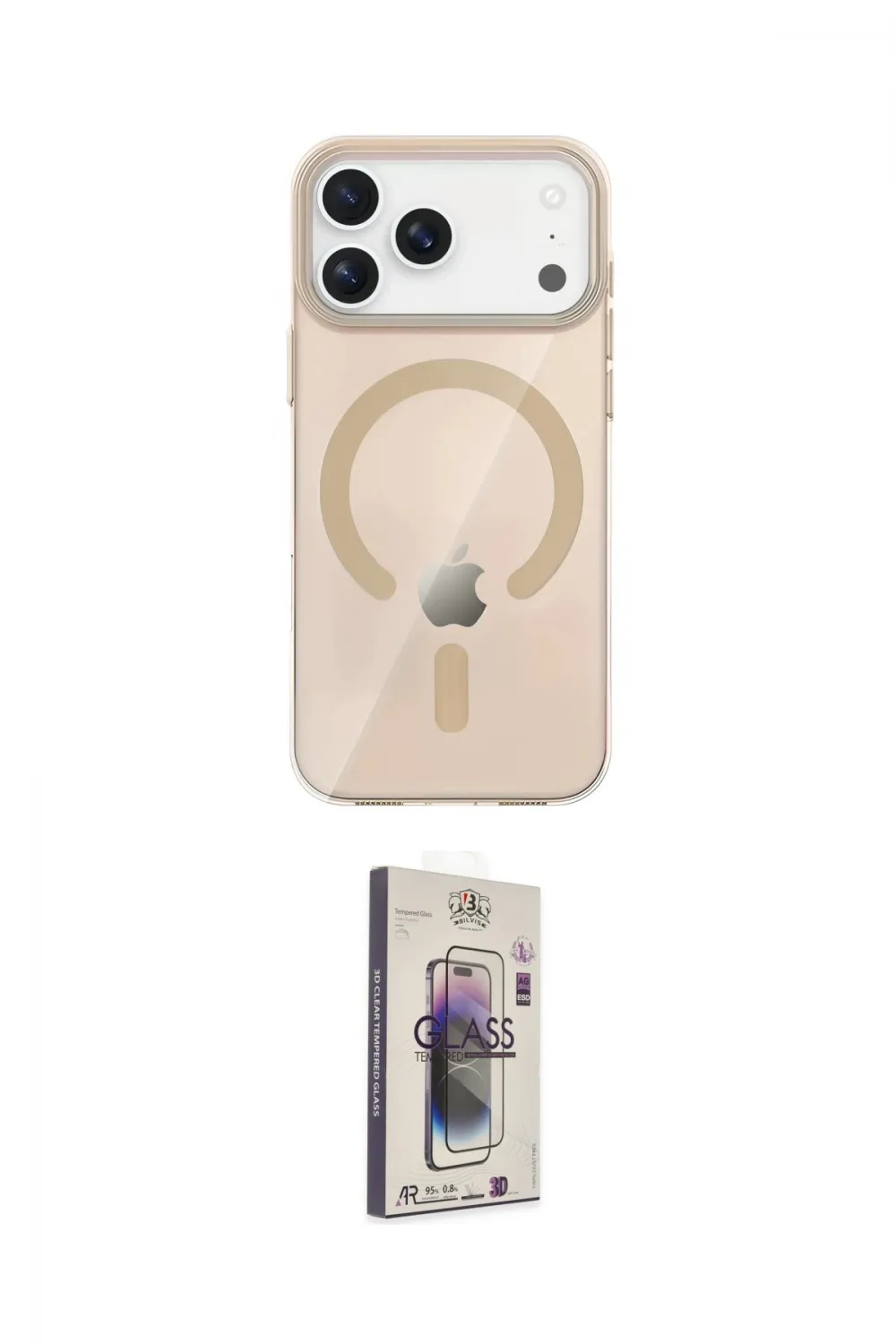 ieg™ iPhone 17 Pro Kılıf Pusula Form Özel Seri - Siyah Bilvis 3D Cam Ekran Koruyucu