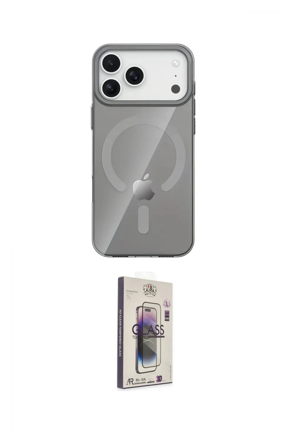 ieg™ iPhone 17 Pro Kılıf Pusula Form Özel Seri - Siyah Bilvis 3D Cam Ekran Koruyucu