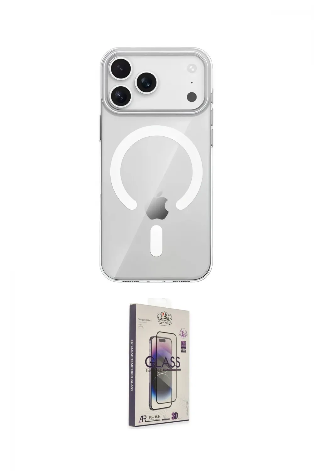 ieg™ iPhone 17 Pro Kılıf Pusula Form Özel Seri - Siyah Bilvis 3D Cam Ekran Koruyucu