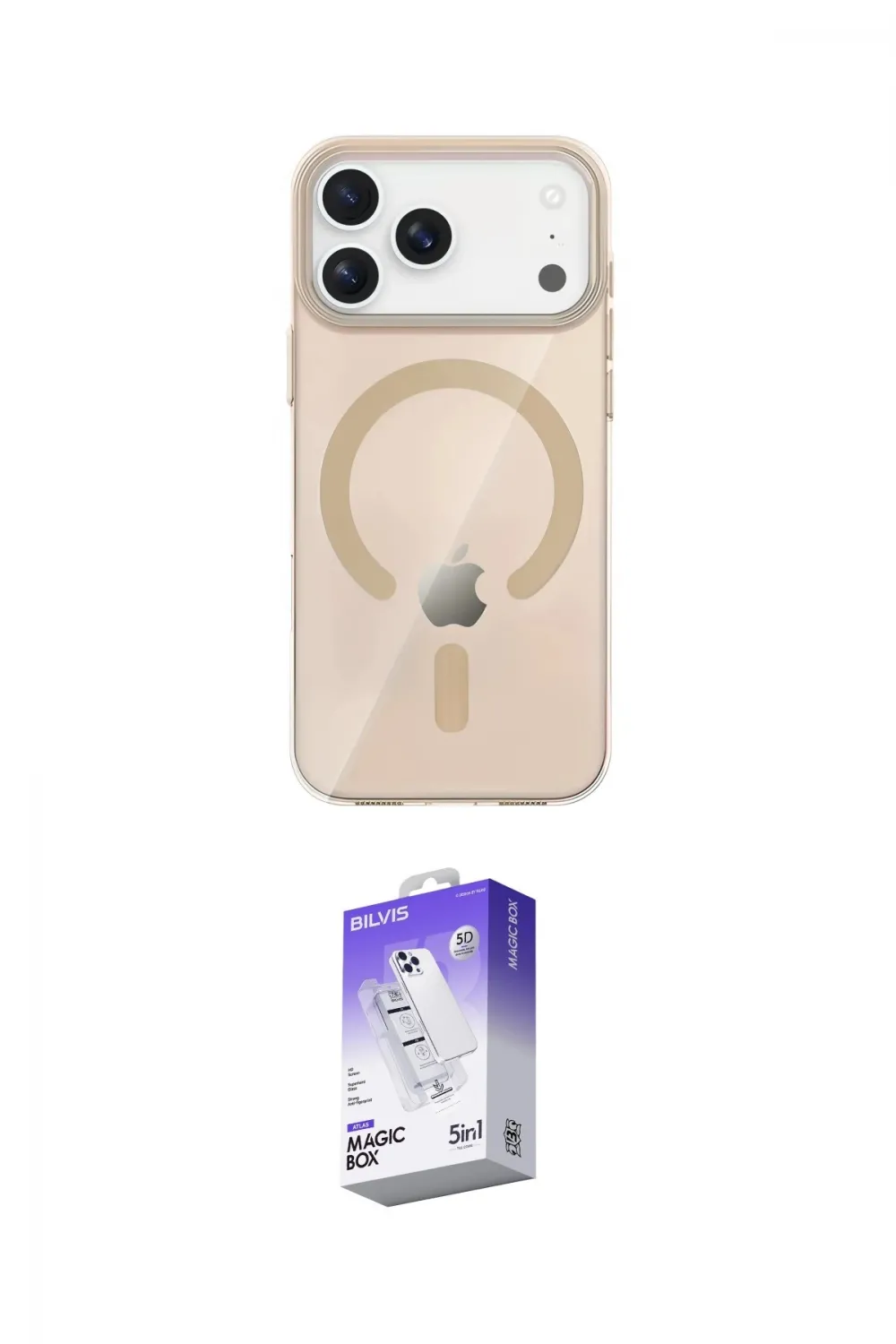 ieg™ iPhone 17 Pro Kılıf Pusula Form Özel Seri - Siyah Bilvis 5in1 3D Magic Cam Ekran Koruyucu