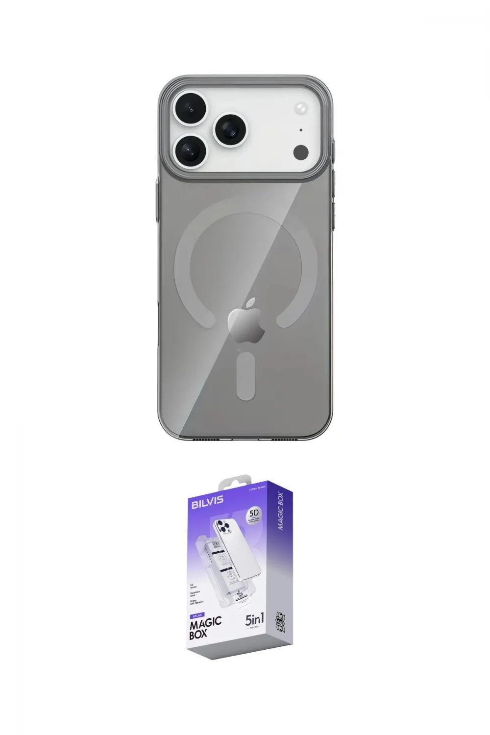 ieg™ iPhone 17 Pro Kılıf Pusula Form Özel Seri - Siyah Bilvis 5in1 3D Magic Cam Ekran Koruyucu