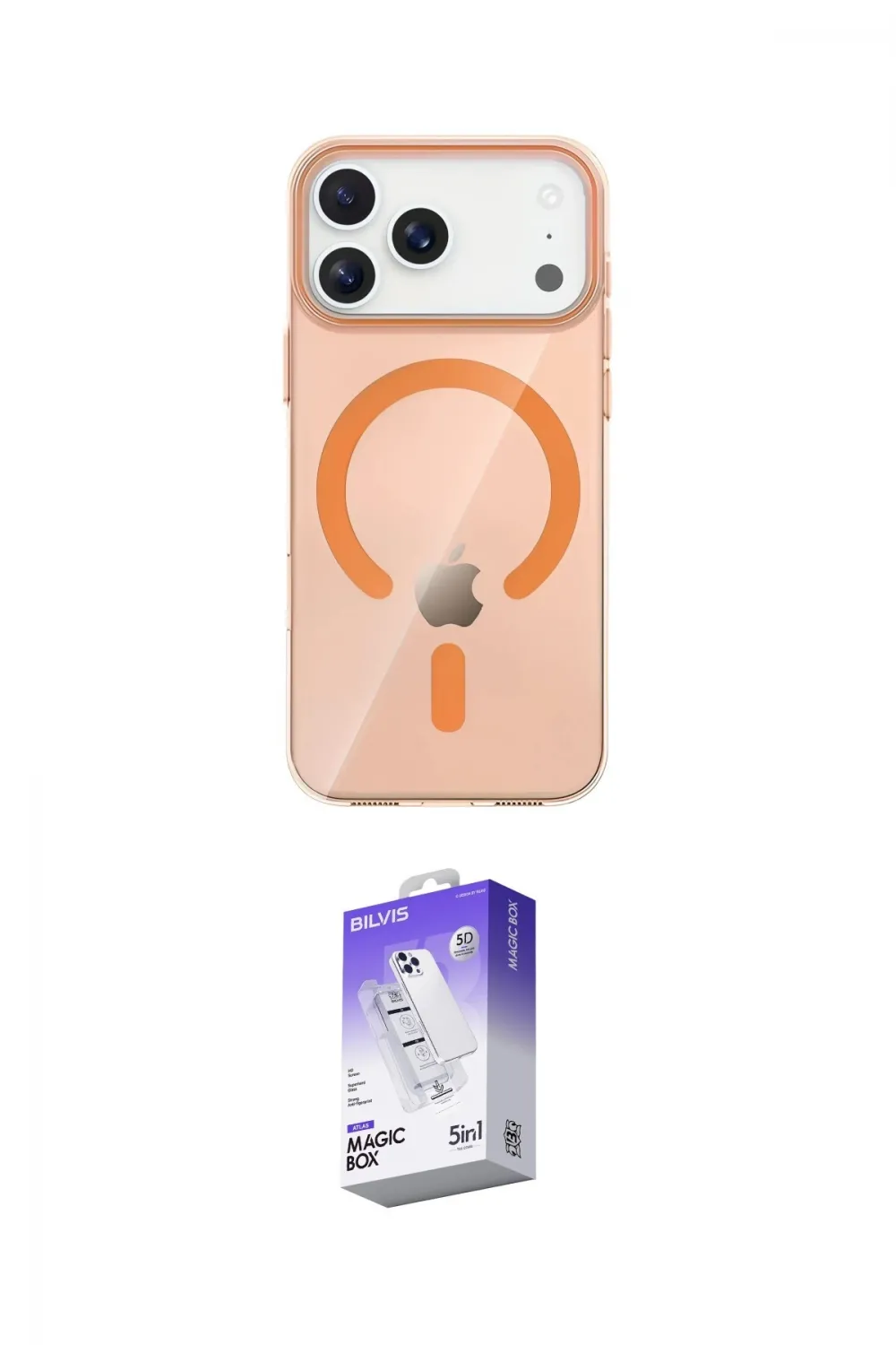 ieg™ iPhone 17 Pro Kılıf Pusula Form Özel Seri - Siyah Bilvis 5in1 3D Magic Cam Ekran Koruyucu