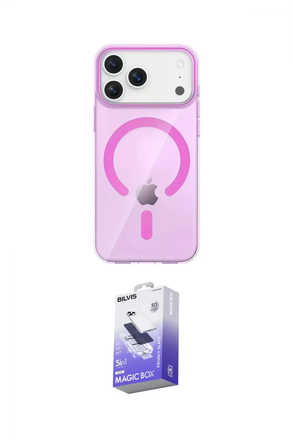 ieg™ iPhone 17 Pro Kılıf Pusula Form Özel Seri - Siyah Bilvis 5in1 5D Magic Hayalet Cam Ekran Koruyucu
