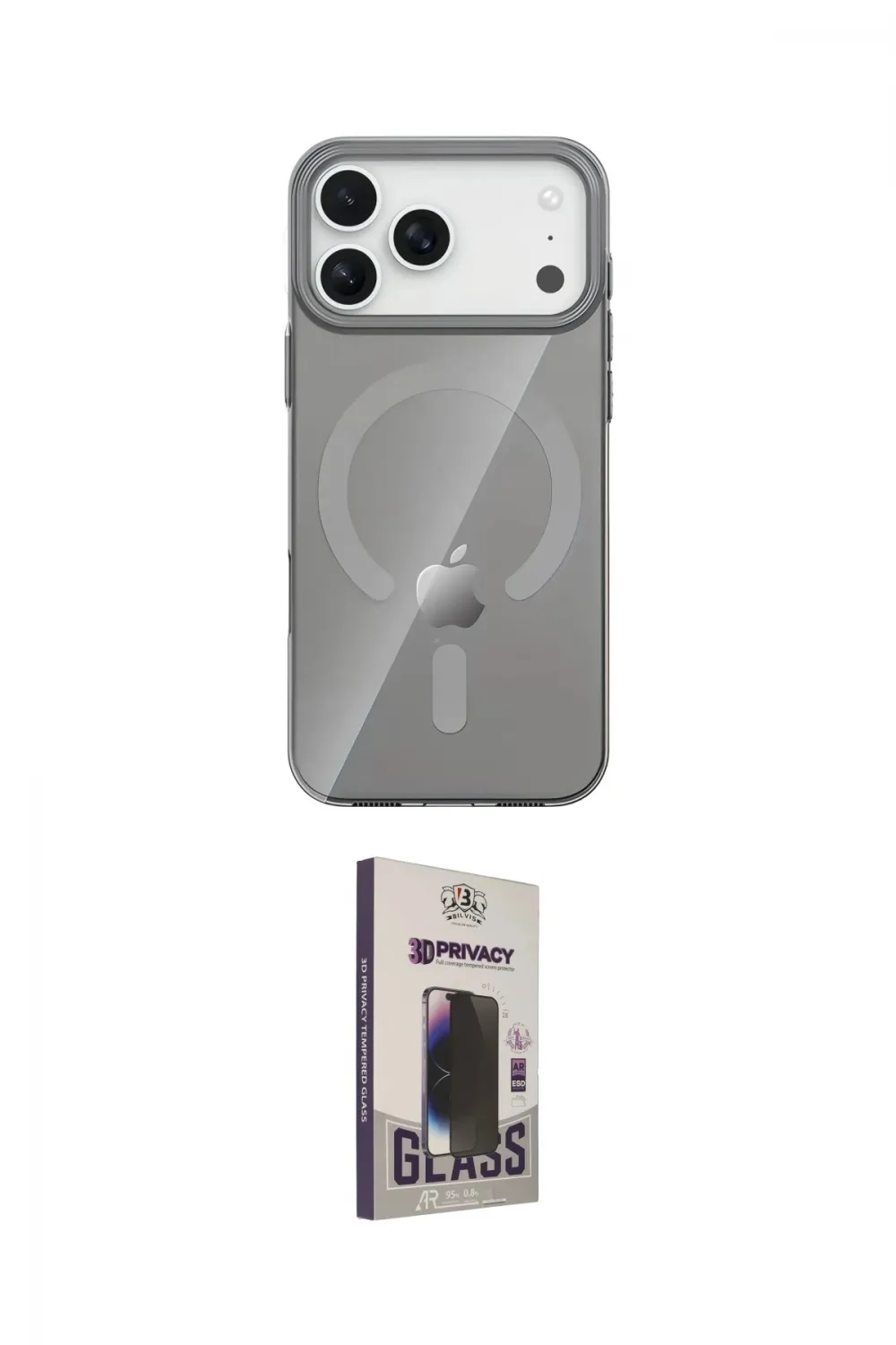 ieg™ iPhone 17 Pro Kılıf Pusula Form Özel Seri - Siyah Bilvis Hayalet Cam Ekran Koruyucu