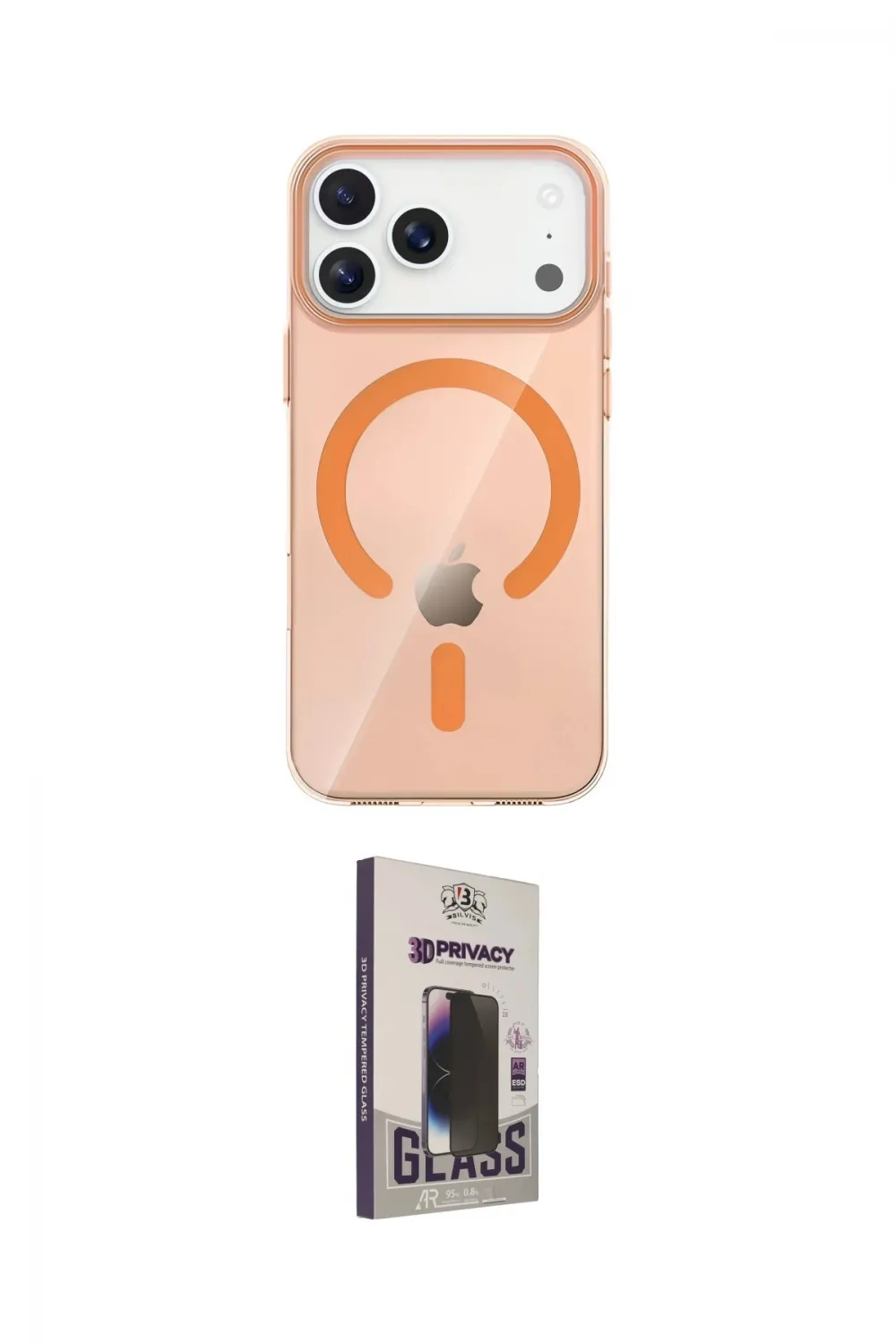 ieg™ iPhone 17 Pro Kılıf Pusula Form Özel Seri - Siyah Bilvis Hayalet Cam Ekran Koruyucu