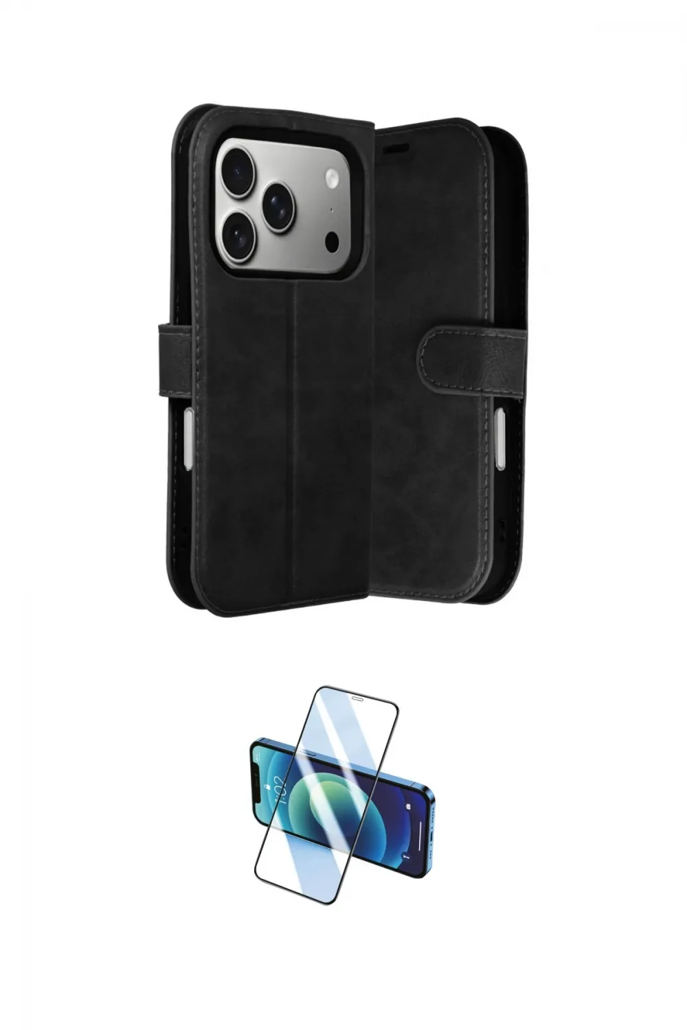 ieg™ iPhone 17 Pro Kılıf Siluet Işık Serisi - Siyah 3D Antistatik Cam Ekran Koruyucu