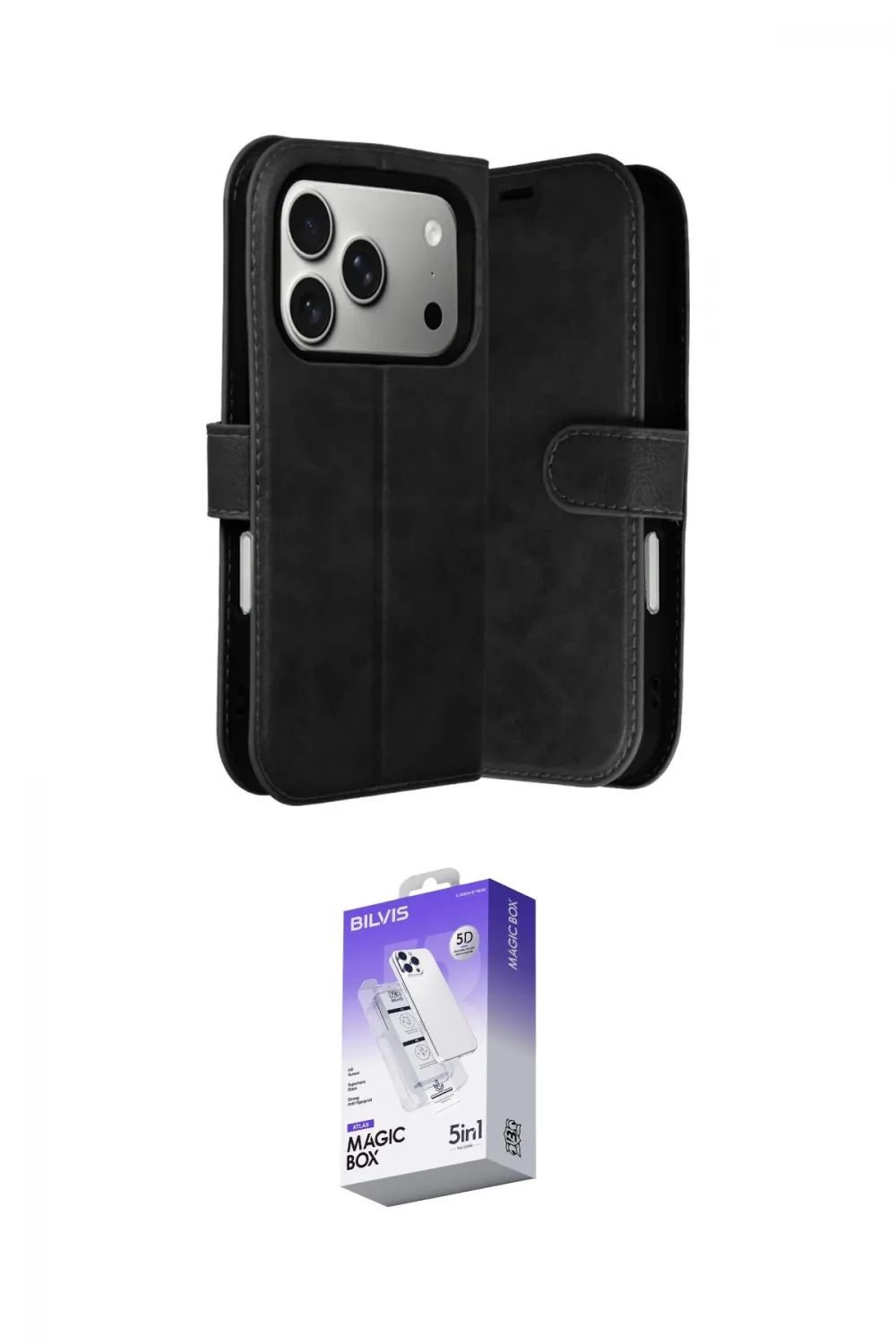 ieg™ iPhone 17 Pro Kılıf Siluet Işık Serisi - Siyah Bilvis 5in1 3D Magic Cam Ekran Koruyucu