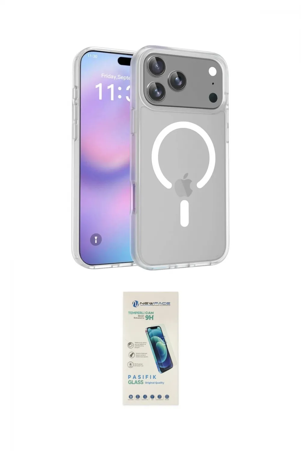 ieg™ iPhone 17 Pro Kılıf Siluet Minimal Prime - Şeffaf Pasifik Cam Ekran Koruyucu
