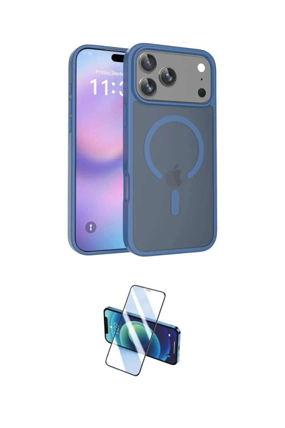 ieg™ iPhone 17 Pro Kılıf Siluet Minimal Prime - Siyah 3D Antistatik Cam Ekran Koruyucu