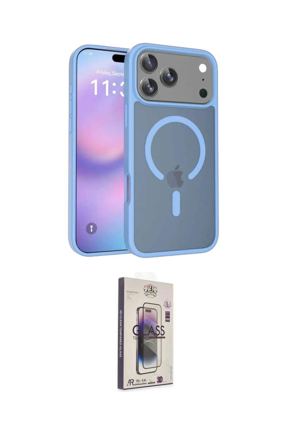 ieg™ iPhone 17 Pro Kılıf Siluet Minimal Prime - Siyah Bilvis 3D Cam Ekran Koruyucu