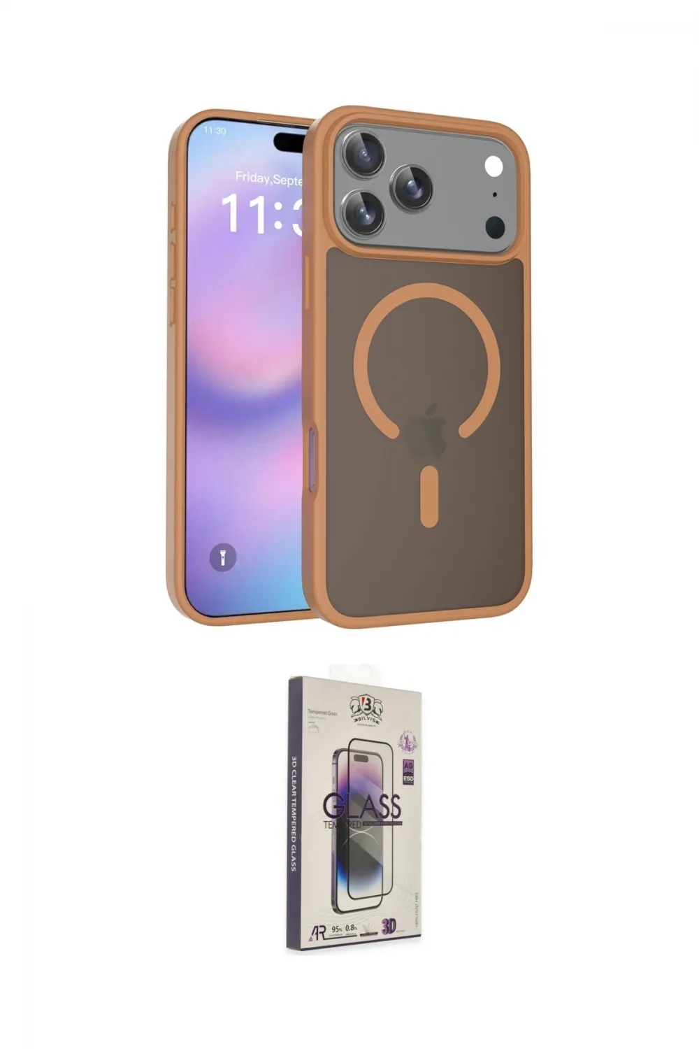 ieg™ iPhone 17 Pro Kılıf Siluet Minimal Prime - Siyah Bilvis 3D Cam Ekran Koruyucu