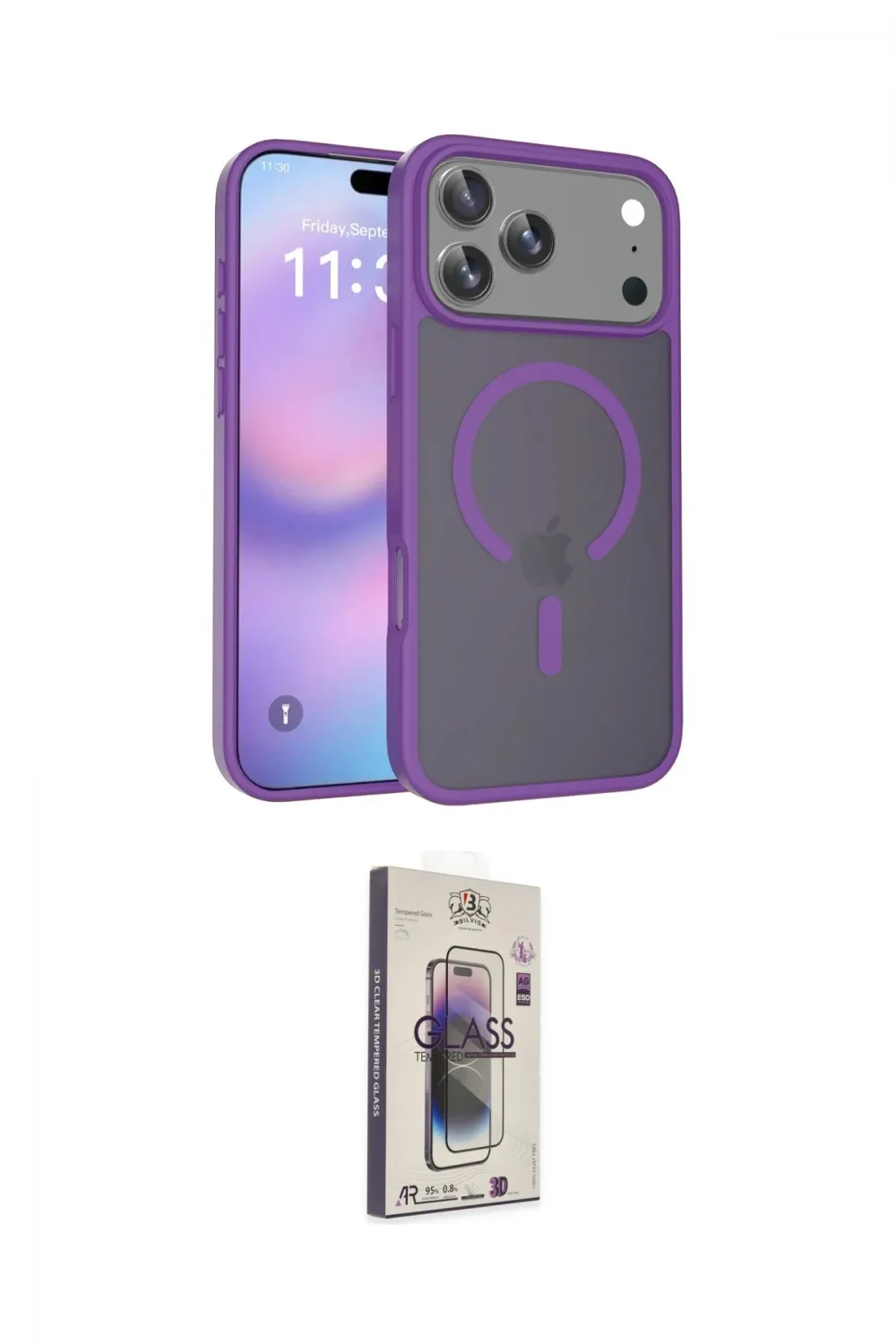 ieg™ iPhone 17 Pro Kılıf Siluet Minimal Prime - Siyah Bilvis 3D Cam Ekran Koruyucu