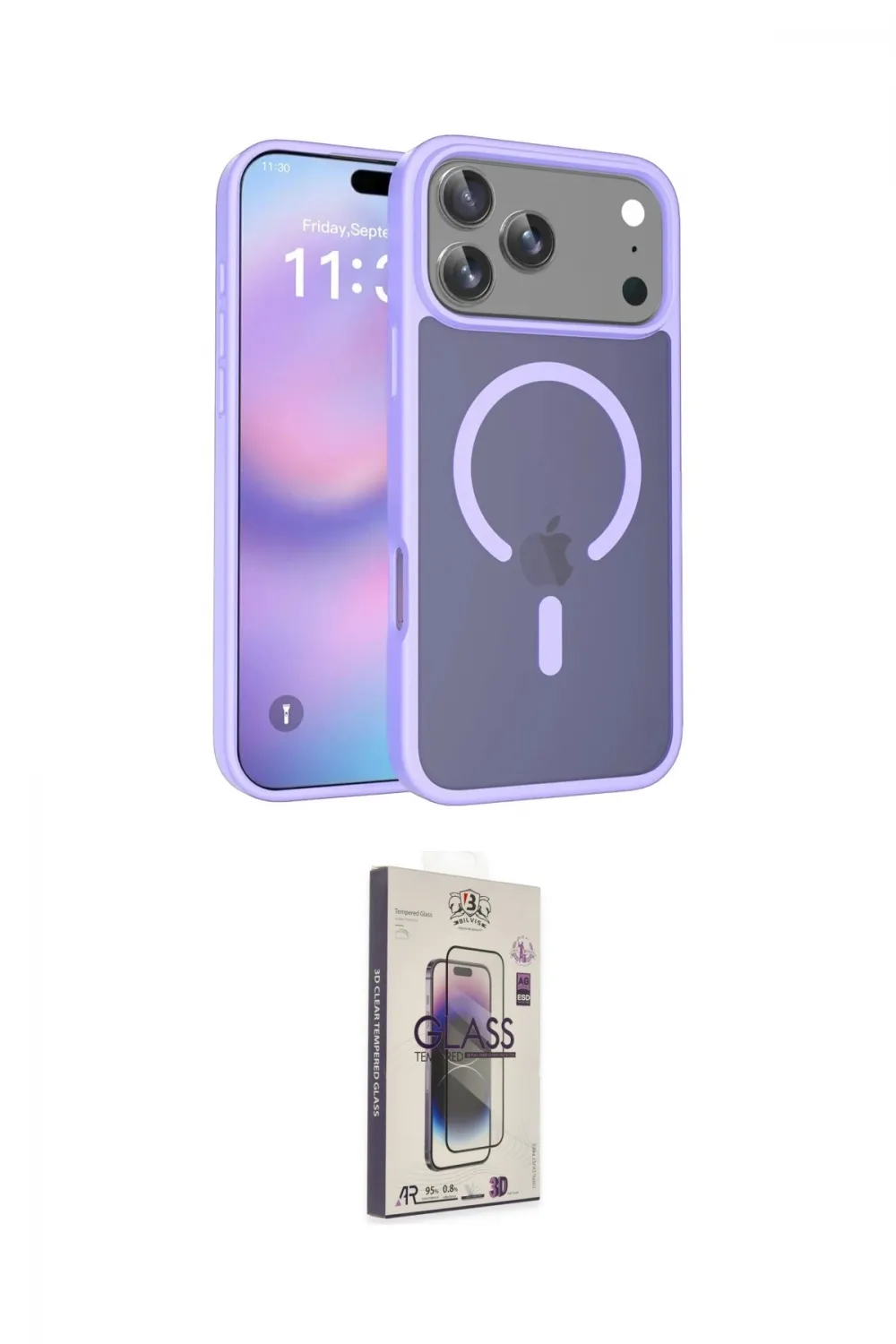ieg™ iPhone 17 Pro Kılıf Siluet Minimal Prime - Siyah Bilvis 3D Cam Ekran Koruyucu