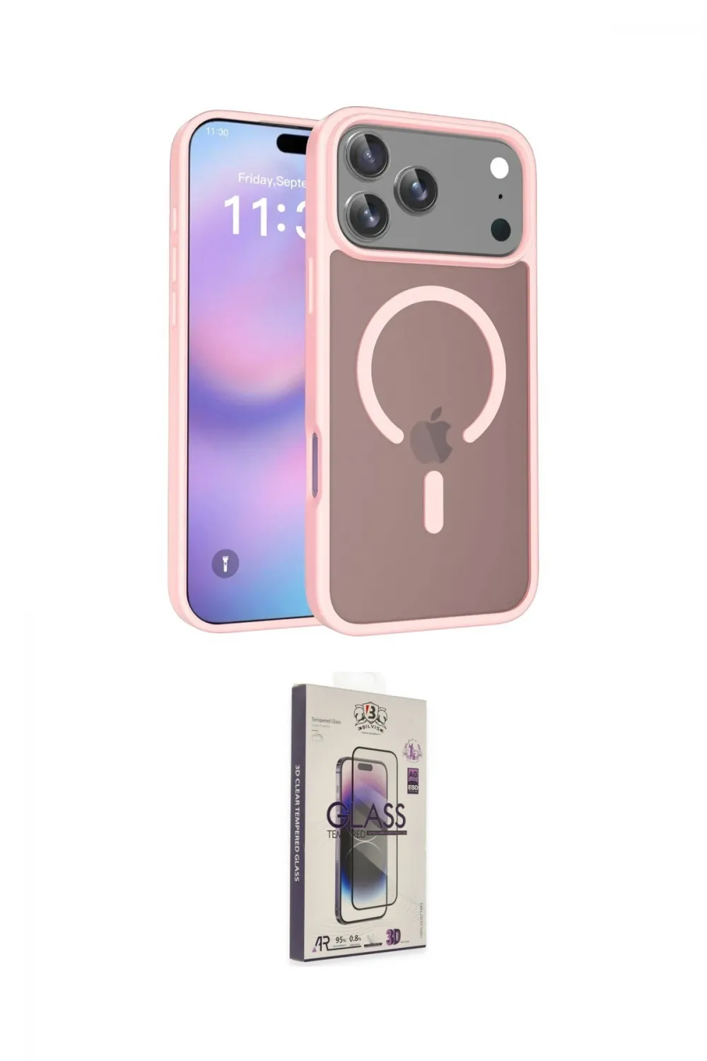ieg™ iPhone 17 Pro Kılıf Siluet Minimal Prime - Siyah Bilvis 3D Cam Ekran Koruyucu