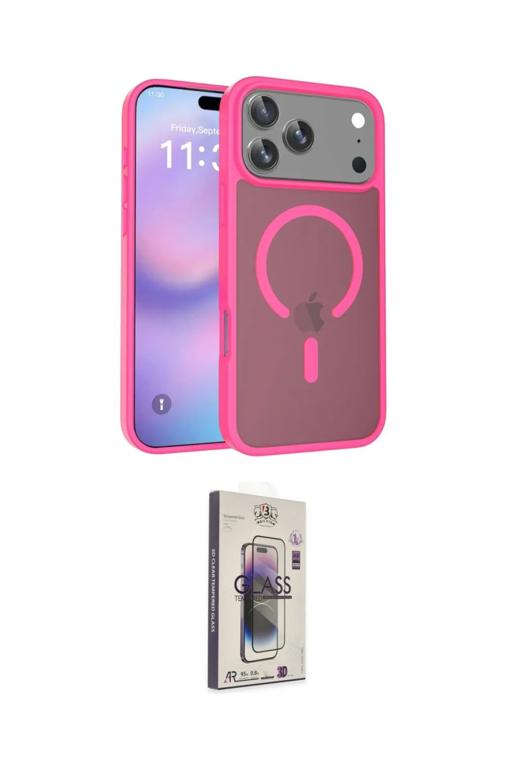 ieg™ iPhone 17 Pro Kılıf Siluet Minimal Prime - Siyah Bilvis 3D Cam Ekran Koruyucu
