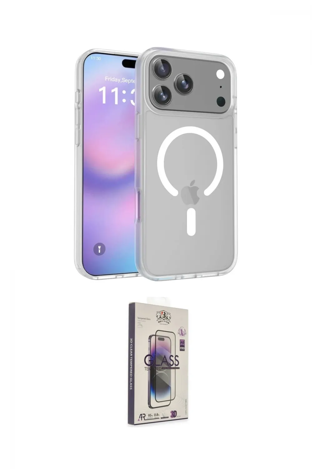 ieg™ iPhone 17 Pro Kılıf Siluet Minimal Prime - Siyah Bilvis 3D Cam Ekran Koruyucu