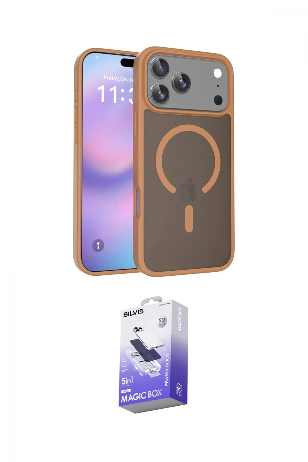 ieg™ iPhone 17 Pro Kılıf Siluet Minimal Prime - Siyah Bilvis 5in1 5D Magic Hayalet Cam Ekran Koruyucu