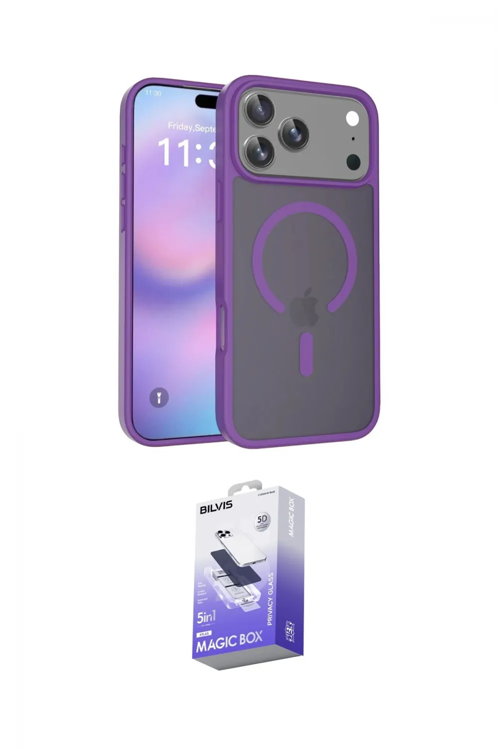 ieg™ iPhone 17 Pro Kılıf Siluet Minimal Prime - Siyah Bilvis 5in1 5D Magic Hayalet Cam Ekran Koruyucu