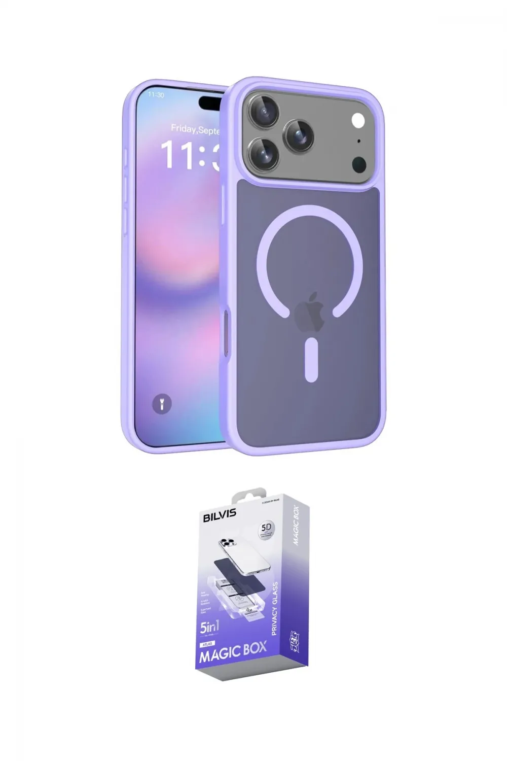 ieg™ iPhone 17 Pro Kılıf Siluet Minimal Prime - Siyah Bilvis 5in1 5D Magic Hayalet Cam Ekran Koruyucu