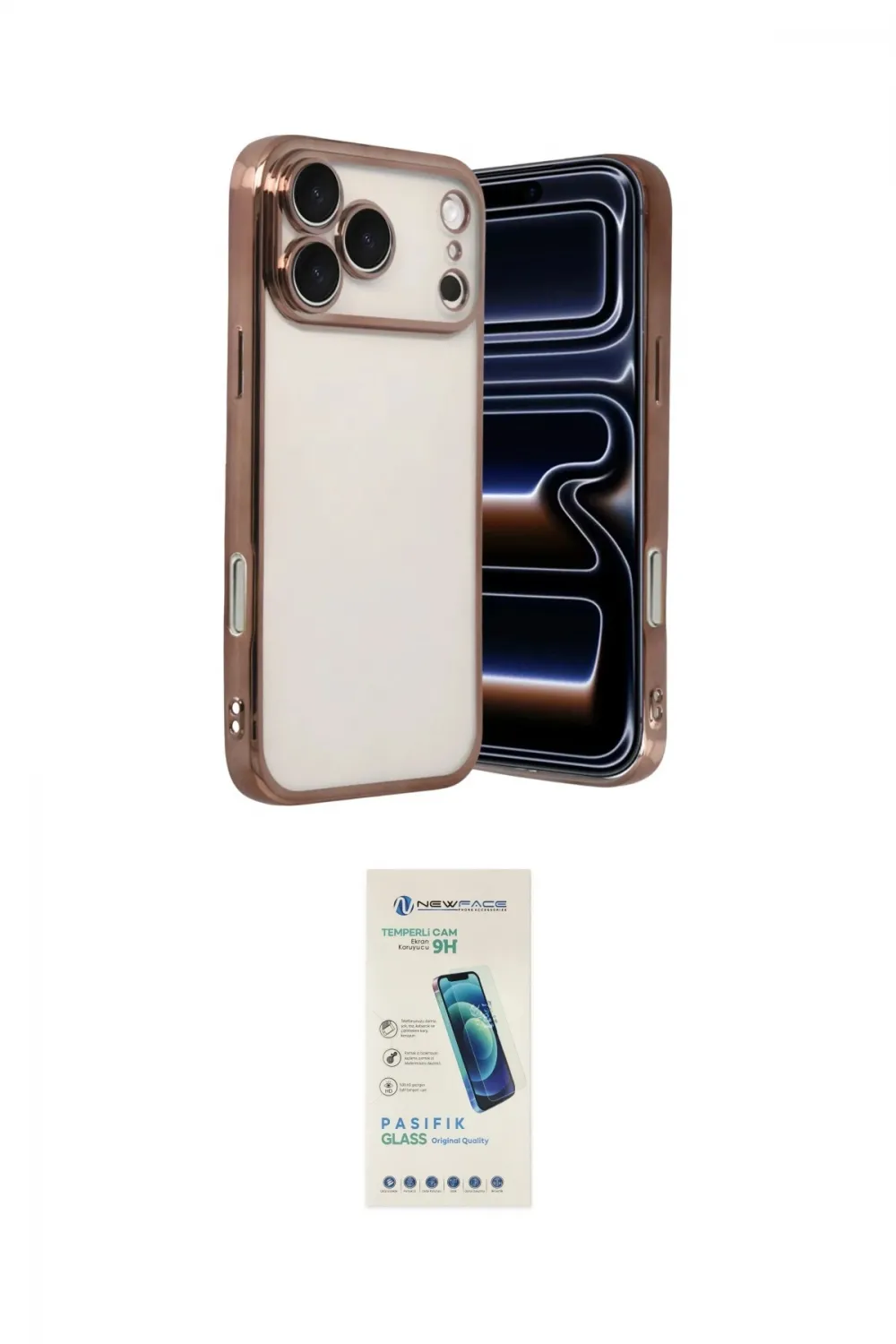 ieg™ iPhone 17 Pro Kılıf Vadi Minimal - Şeffaf Pasifik Cam Ekran Koruyucu