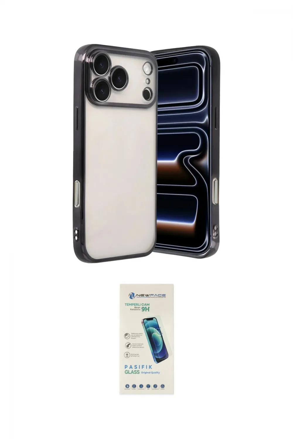 ieg™ iPhone 17 Pro Kılıf Vadi Minimal - Şeffaf Pasifik Cam Ekran Koruyucu