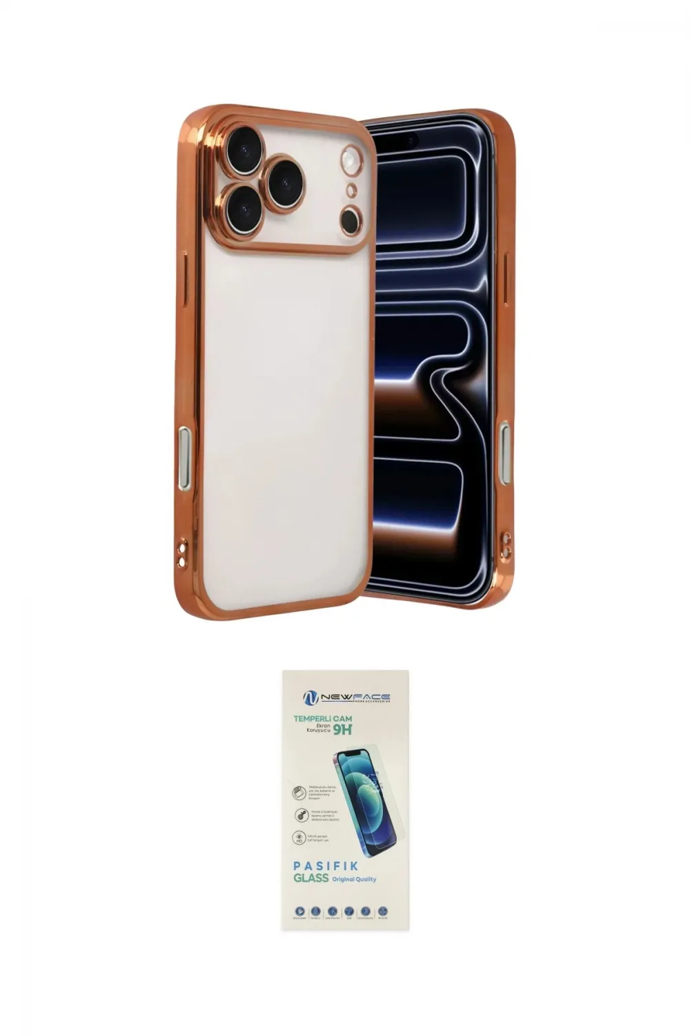 ieg™ iPhone 17 Pro Kılıf Vadi Minimal - Şeffaf Pasifik Cam Ekran Koruyucu