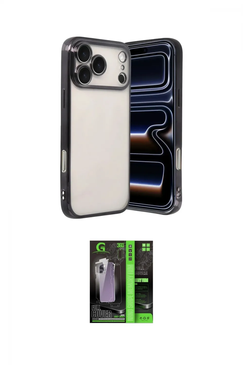 ieg™ iPhone 17 Pro Kılıf Vadi Minimal - Siyah 360 Mat Full Body Arka Koruyucu