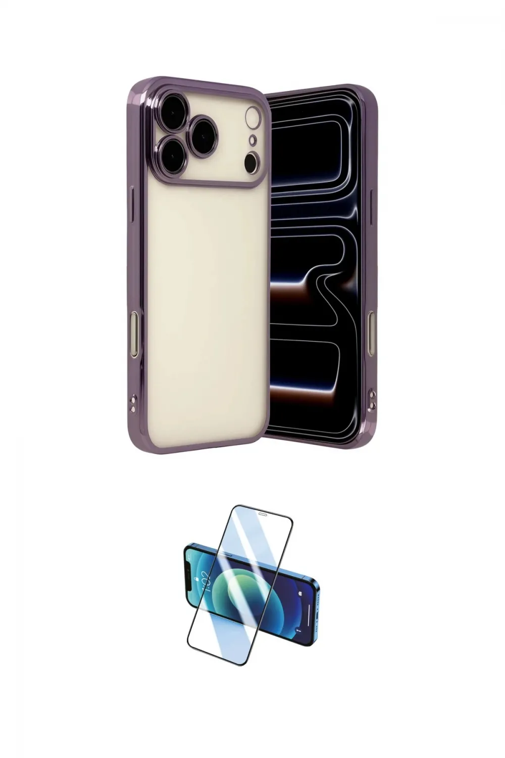 ieg™ iPhone 17 Pro Kılıf Vadi Minimal - Siyah 3D Antistatik Cam Ekran Koruyucu