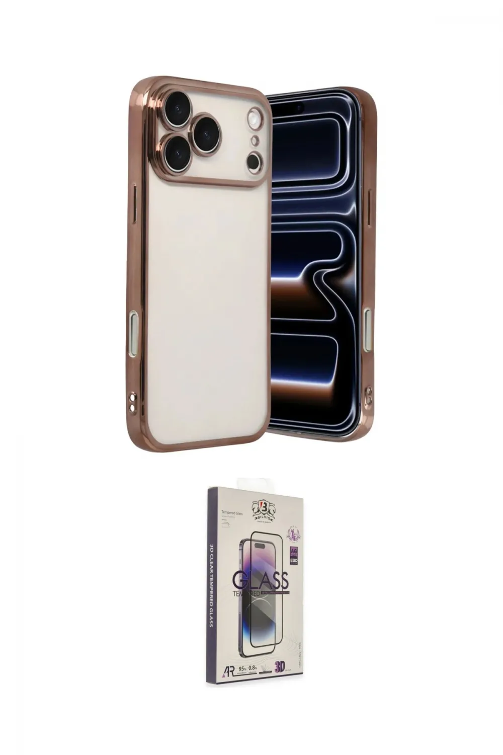 ieg™ iPhone 17 Pro Kılıf Vadi Minimal - Siyah Bilvis 3D Cam Ekran Koruyucu