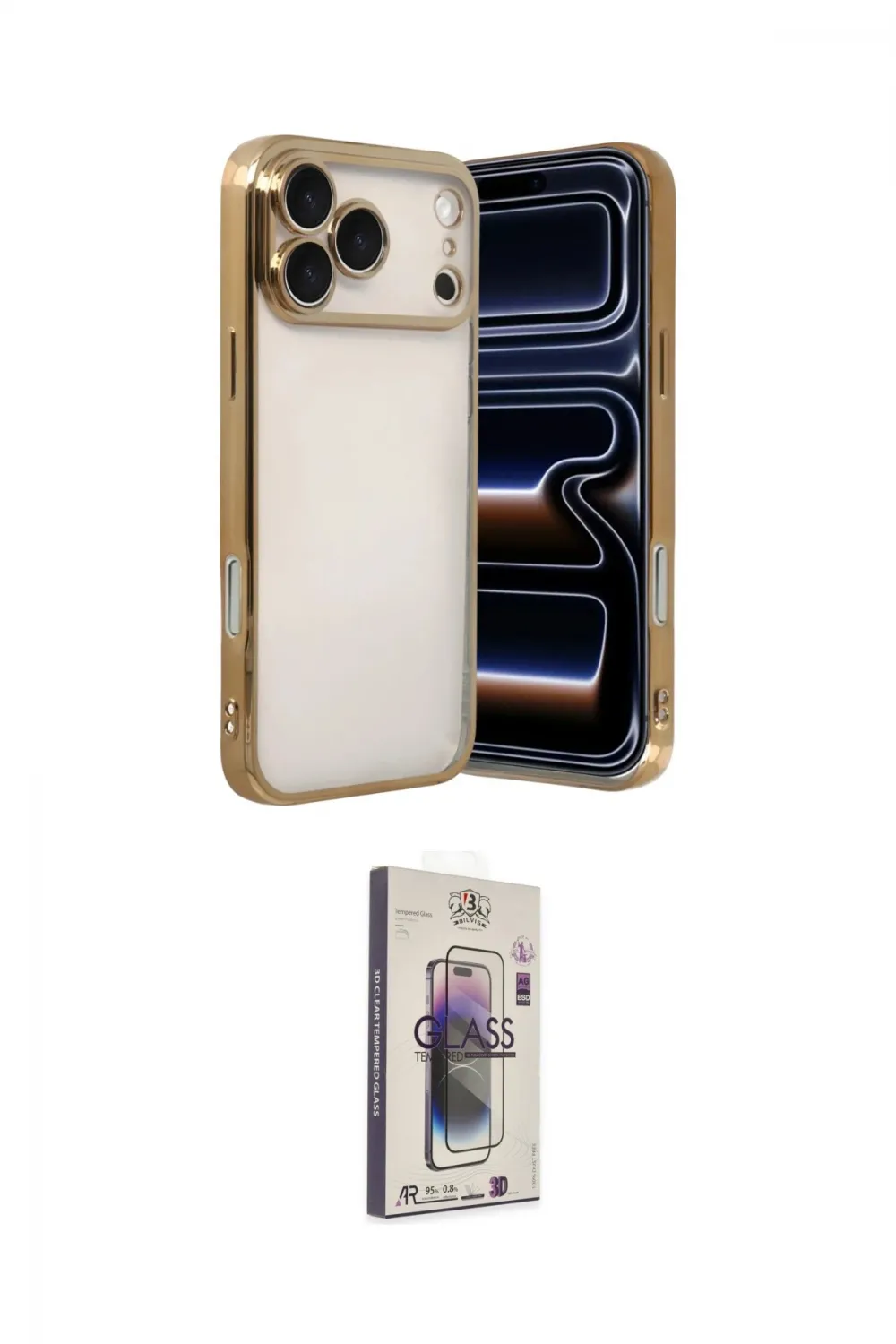 ieg™ iPhone 17 Pro Kılıf Vadi Minimal - Siyah Bilvis 3D Cam Ekran Koruyucu