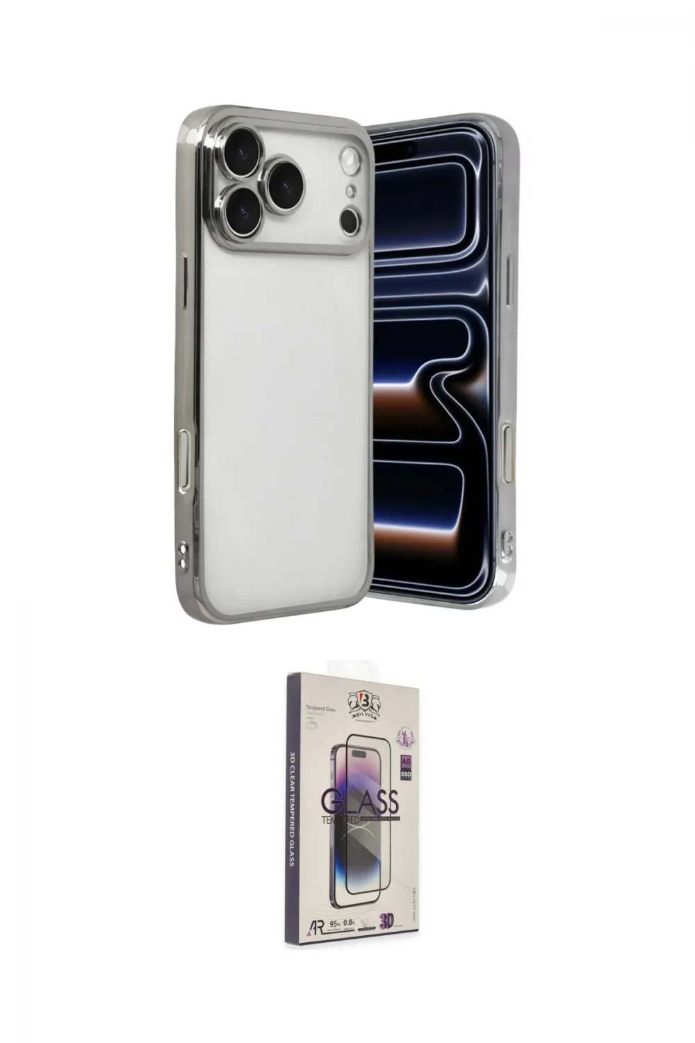 ieg™ iPhone 17 Pro Kılıf Vadi Minimal - Siyah Bilvis 3D Cam Ekran Koruyucu
