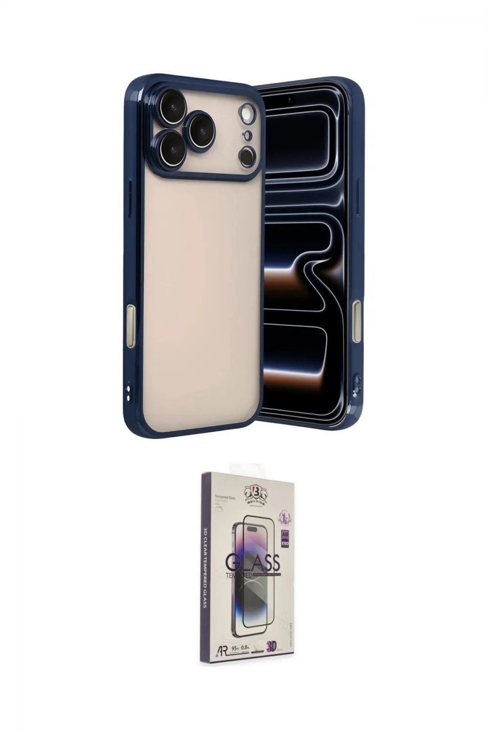 ieg™ iPhone 17 Pro Kılıf Vadi Minimal - Siyah Bilvis 3D Cam Ekran Koruyucu