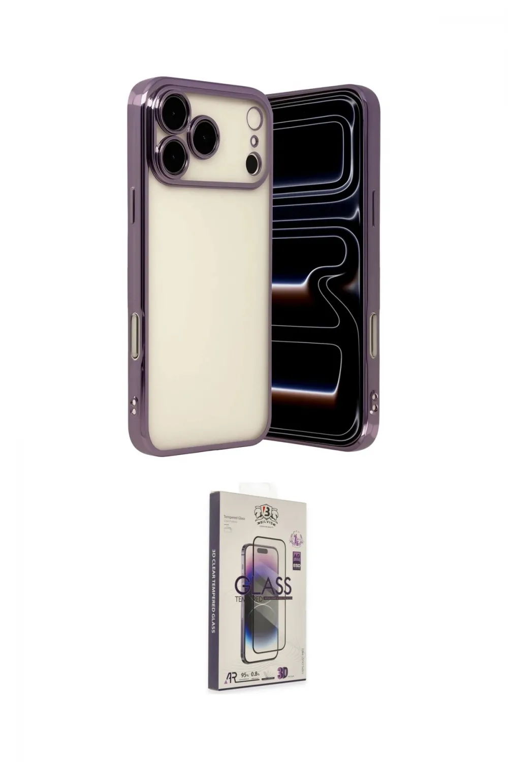 ieg™ iPhone 17 Pro Kılıf Vadi Minimal - Siyah Bilvis 3D Cam Ekran Koruyucu