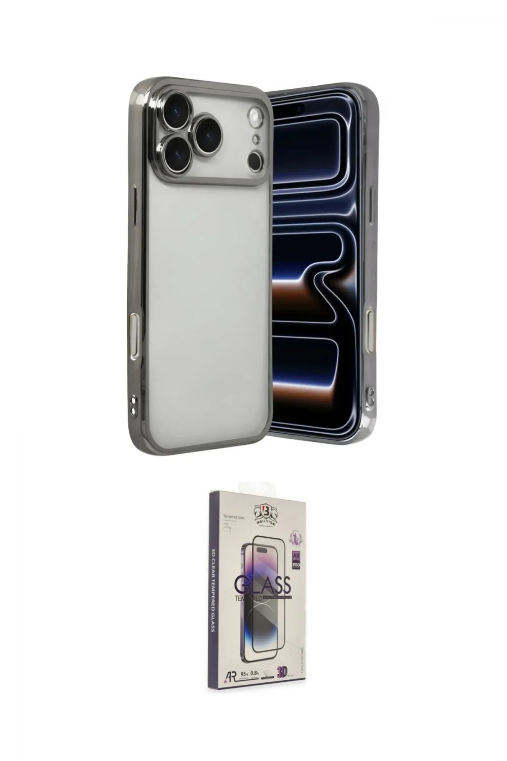 ieg™ iPhone 17 Pro Kılıf Vadi Minimal - Siyah Bilvis 3D Cam Ekran Koruyucu