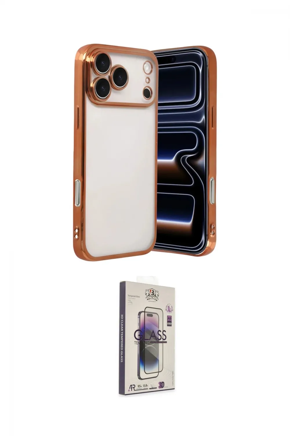 ieg™ iPhone 17 Pro Kılıf Vadi Minimal - Siyah Bilvis 3D Cam Ekran Koruyucu