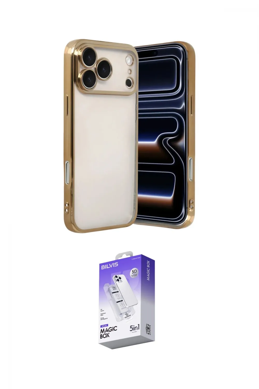 ieg™ iPhone 17 Pro Kılıf Vadi Minimal - Siyah Bilvis 5in1 3D Magic Cam Ekran Koruyucu