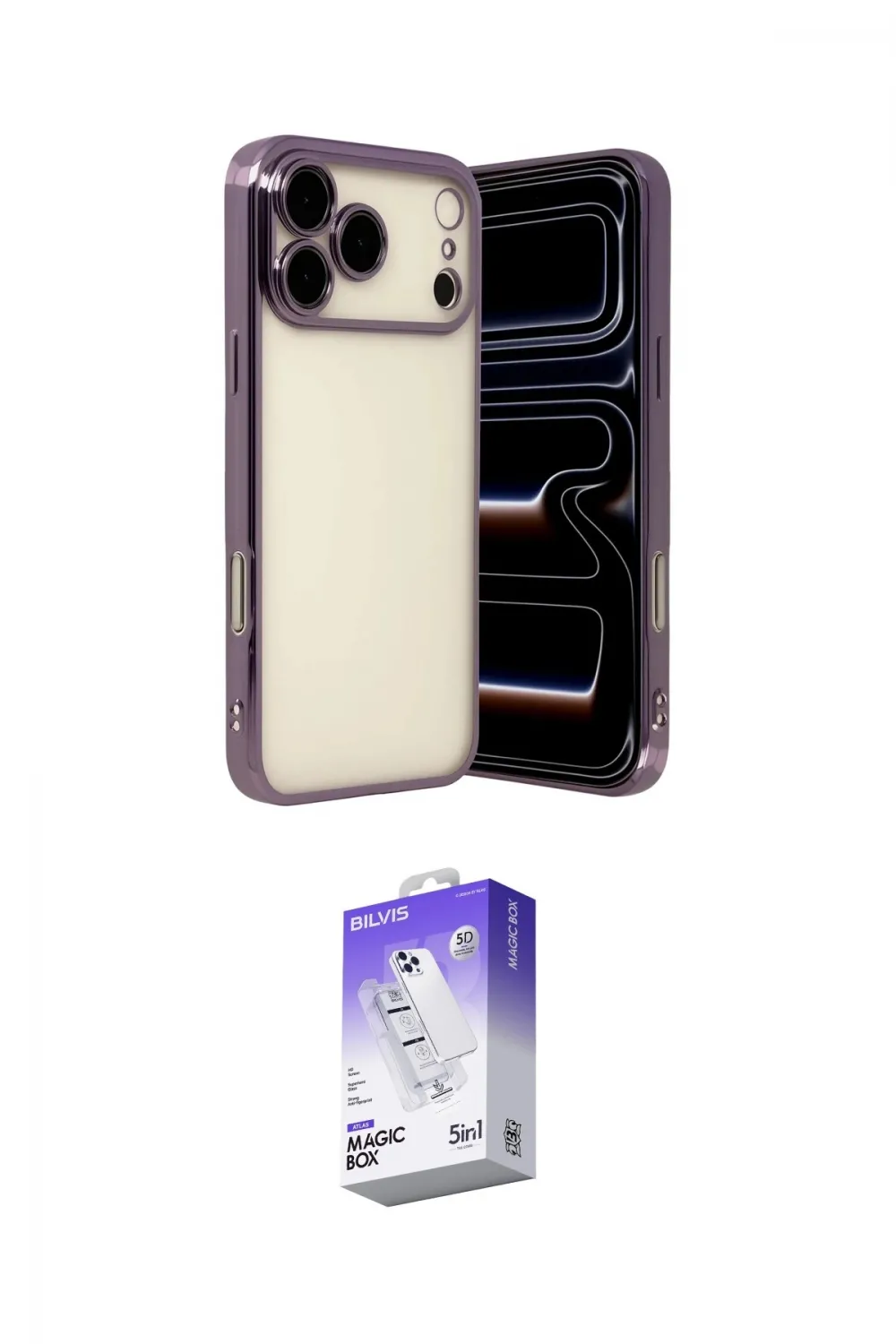 ieg™ iPhone 17 Pro Kılıf Vadi Minimal - Siyah Bilvis 5in1 3D Magic Cam Ekran Koruyucu