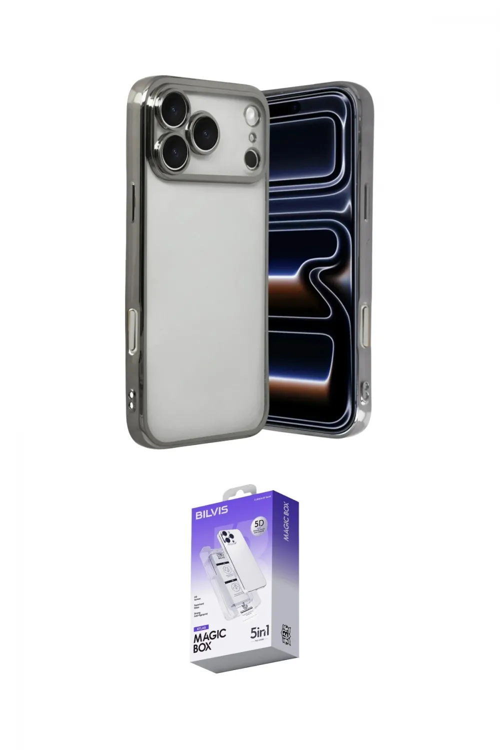 ieg™ iPhone 17 Pro Kılıf Vadi Minimal - Siyah Bilvis 5in1 3D Magic Cam Ekran Koruyucu