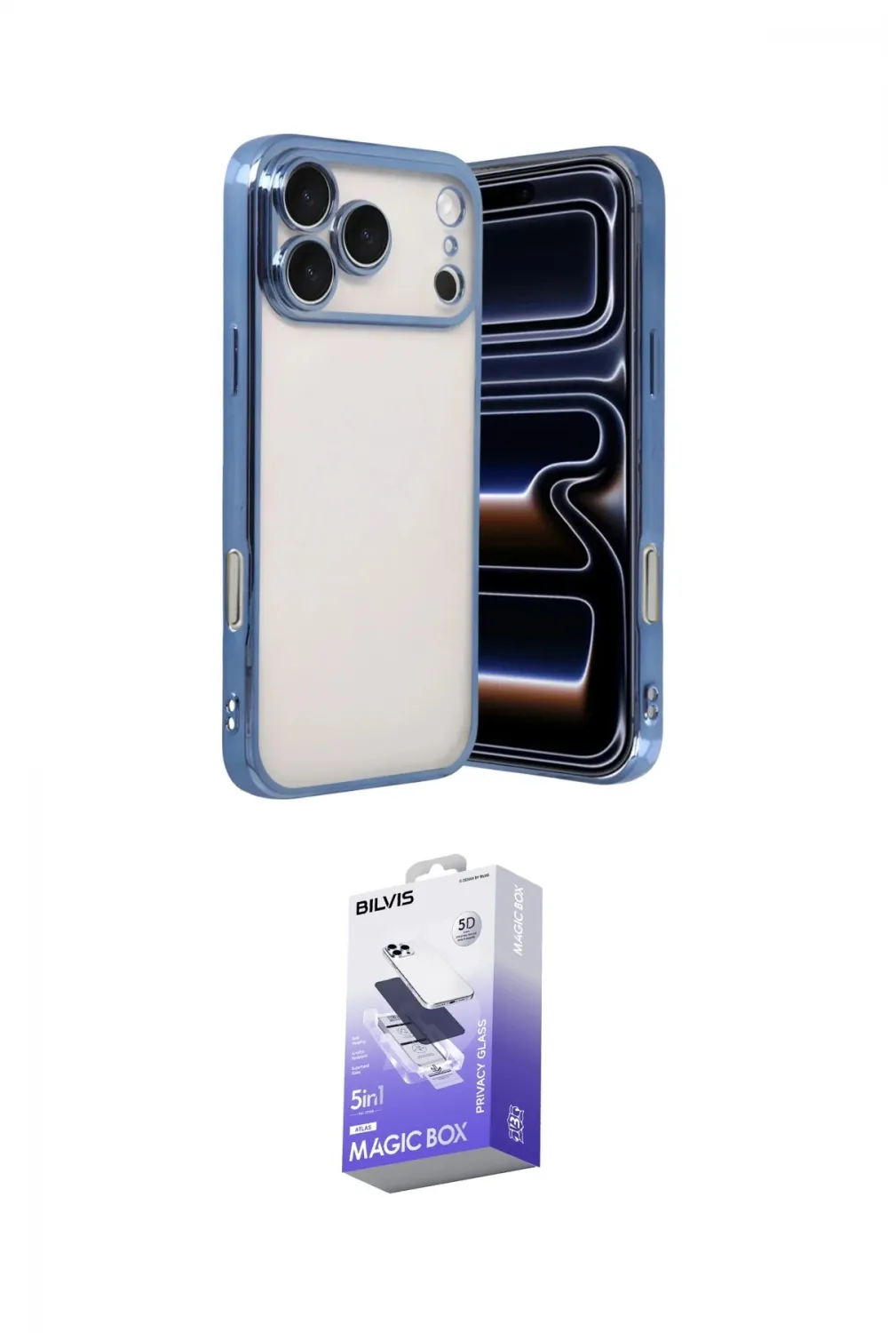ieg™ iPhone 17 Pro Kılıf Vadi Minimal - Siyah Bilvis 5in1 5D Magic Hayalet Cam Ekran Koruyucu