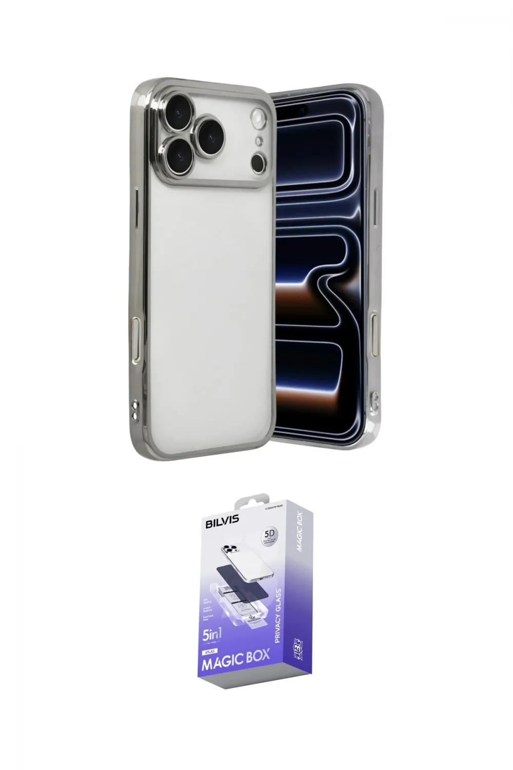 ieg™ iPhone 17 Pro Kılıf Vadi Minimal - Siyah Bilvis 5in1 5D Magic Hayalet Cam Ekran Koruyucu