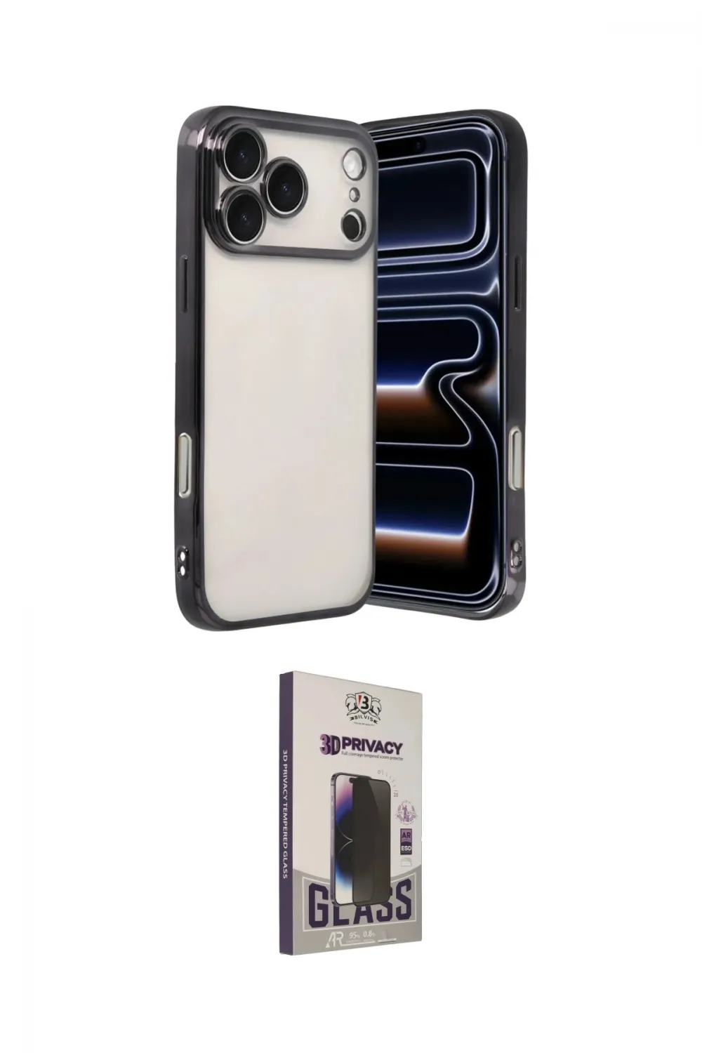 ieg™ iPhone 17 Pro Kılıf Vadi Minimal - Siyah Bilvis Hayalet Cam Ekran Koruyucu