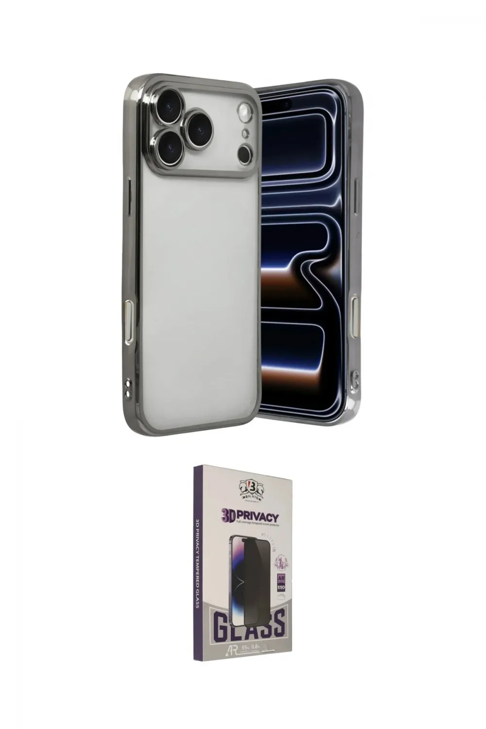 ieg™ iPhone 17 Pro Kılıf Vadi Minimal - Siyah Bilvis Hayalet Cam Ekran Koruyucu