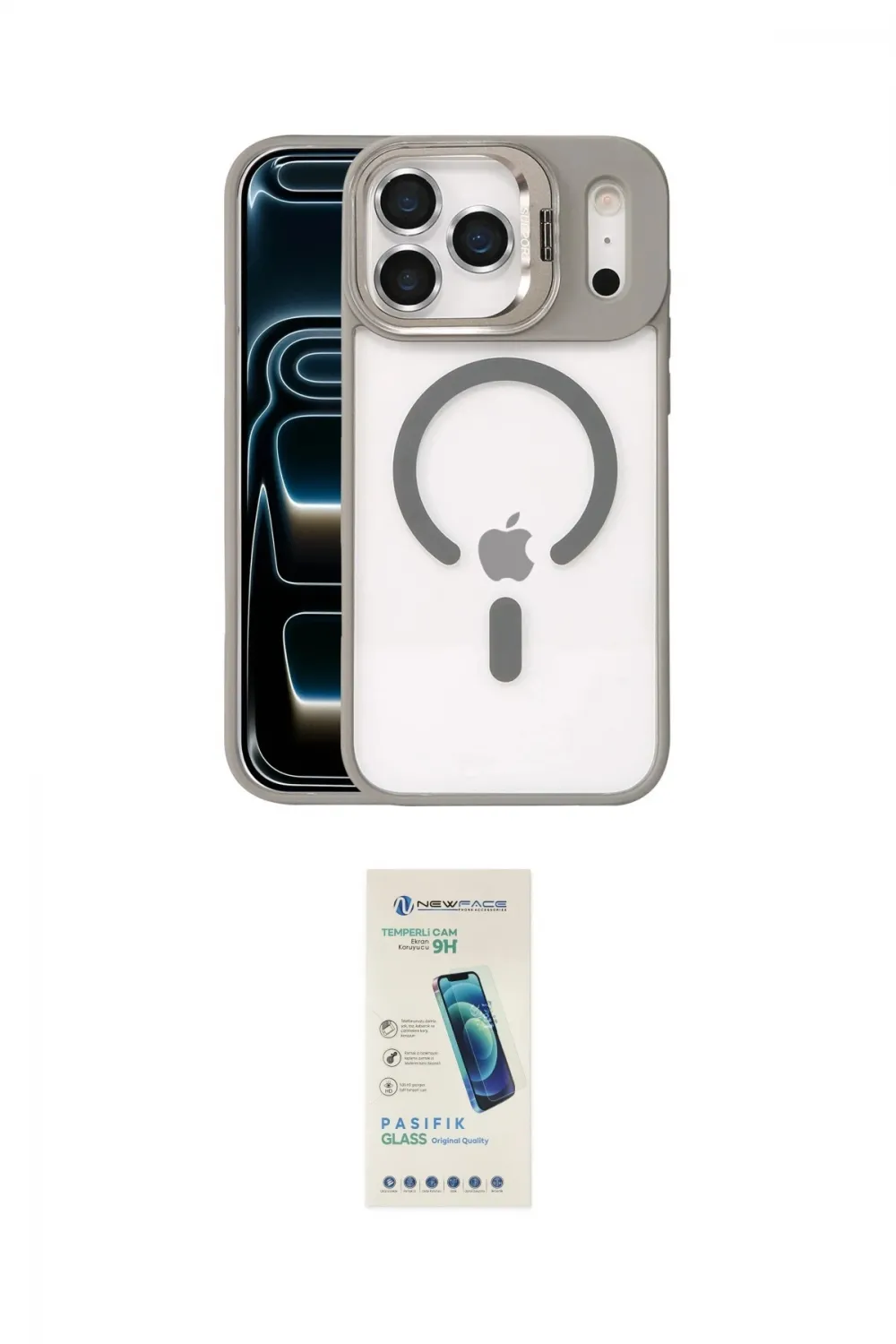 ieg™ iPhone 17 Pro Kılıf Yadigar Asil Koleksiyonu - Şeffaf Pasifik Cam Ekran Koruyucu